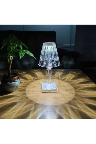 Lw-4 Akrilik Kristal Led Şarjlı Masa Üstü Lamba Beyaz