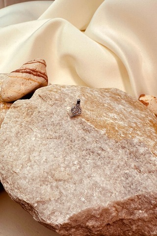 İ Taşlı Kobra Kıvrak Yılan Tasarım Gümüş Renk Stainless Steel Çelik Piercing Tragus Helix Gümüş