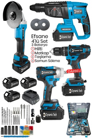 Dynamic Tech DT-445 Hilti Darbeli Matkap Somun Sökme Taşlama Set