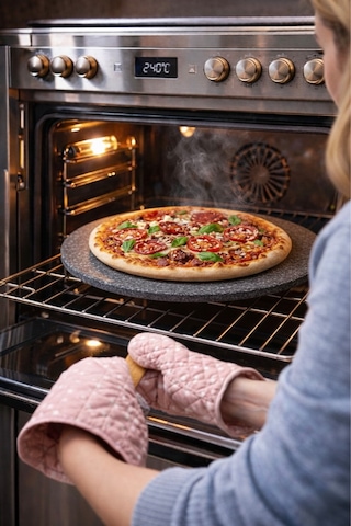 Doğal Bazalt Pizza Taşı Fırın Taşı Pişirme Taşı Taş Fırın Lezzeti 40cmx2cm