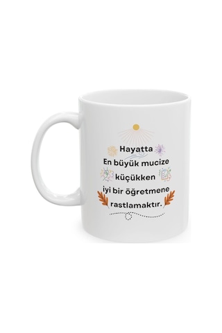 Öğretmen Kimdir Hediyelik Baskılı Porselen Beyaz Lüks Kupa Bardak Beyaz