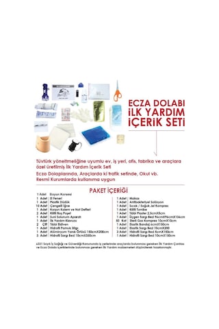 Ecza Dolabı Içi Dolu İlk Yardım İçerik Paketli 47 x 30 x 10 CM 158