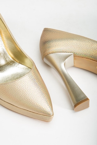 Suins Valen Kadın Platform Topuklu Stiletto Ayakkabı Altın