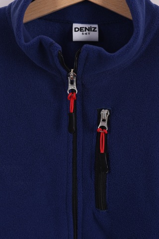 Monox Çocuk Lastik Manşetli Fermuarlı 3 Cepli Unisex Polar Ceket Saks Mavi