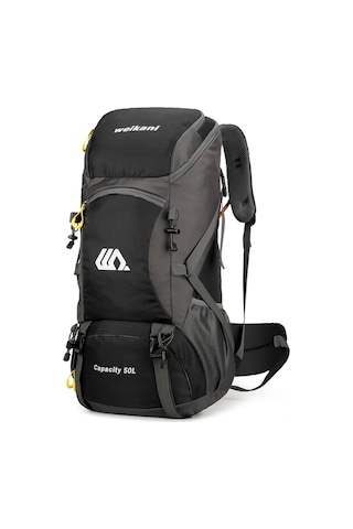 Dianziye 50 Litre Dayanıklı Nylon Sırt Çantası - Hiking, Kamp Ve Seyahat İçin Çift Omuz Askılı Siyah Çanta Siyah