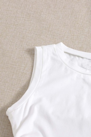 Merry See Yanları Büzgülü Kolsuz Bluz Crop Top Atlet Beyaz