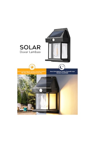 1 Adet Solar Duvar Lambası - Hareket Sensörlü Güneş Enerjili Lamba Yol Bahçe Aydınlatma