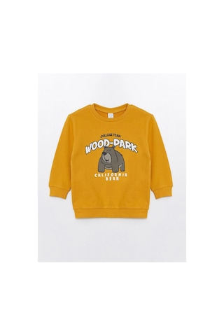 LC Waikiki Lcw Kids Bisiklet Yaka Kalın Baskılı Erkek Çocuk Sweatshirt Mıd Yellow