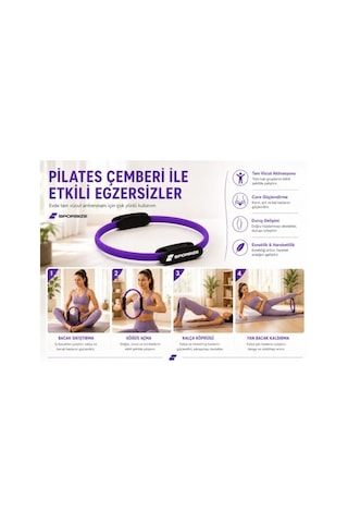 Sporsize Pilates Çemberi 35 Cm, Konforlu Pedli Direnç Halkası, İç Bacak Kalça Karın Kol Ve Göğüs Egzersiz Aleti, Evde Pilates Ve Tüm Vücut Antrenmanı