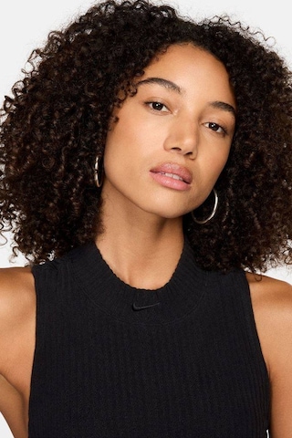 Nike Tight Fit Mock Neck Crop Tank Top Kadın Crop Dar Kesim Yüksek Yaka Fitilli Jarsey Atlet Siyah Siyah