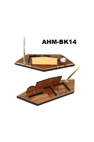 Ahşap Masa İsimliği Tek Kalemli Geçme Saatli Bk14
