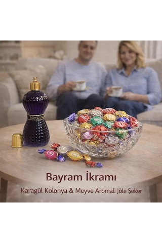Songül Karagül Kolonyası Ve 1 Kg Şölen Bayram Şekeri Paketi Karışık Sert Ve Meyve Aromalı Jöle Şeker Bayram Misafir İkram Paketi