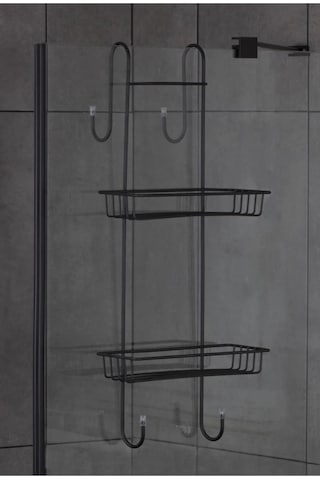 Eva Metal Tasarim Duşakabin Şampuanlık Banyo Askısı Rafı Siyah