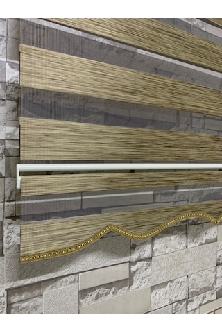 Bambu Açık Kahve Renk Zebra Perde (Etekli)