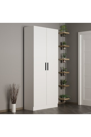 Minar Kale 210 Cm 2 Kapaklı 2b Raf Portmanto Beyaz