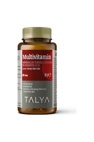 Talya Multivitamin İçeren Takviye Edici Gıda (Mineraller-Kırmızı Ginseng ve Koenzim Q10) 60 Tablet
