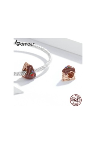 Novahub Kokulu Çikolatalı Kek Kolye 925 Ayar Gümüş Charm Fit Bilezik Boncuk Kadın Takı Gümüş