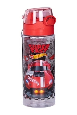 Hot Wheels Suluk / Su Şişesi 500ml Kırmızı Özel Tritan Malzemeli Suluk Pipetli Çok Renkli