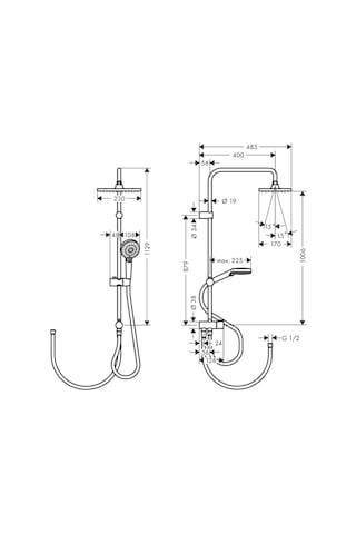 Hansgrohe Vernis Shape Duş Kolonu 230 1jet Reno, Ecosmart Satin Siyah Siyah