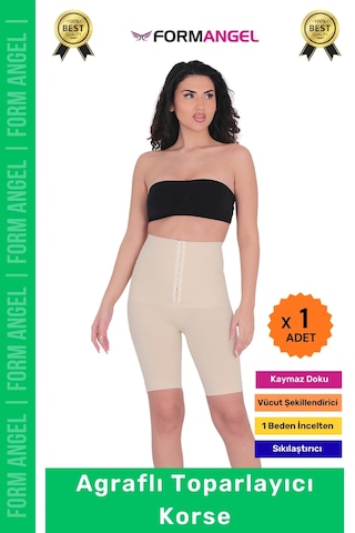 Carlburn Korse Yüksek Bel Vücut Karın Mide Şekillendirici Külot Fermuarlı Toparlayıcı Slip Korse - 1 Adet Ten