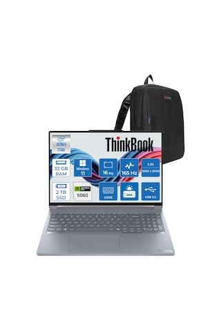 Lenovo ThinkBook 16P G6 IAX 21R0001JTXP18 Ultra 9 275HX 32 GB 2 TB SSD RTX5060 16" W11P Dizüstü Bilgisayar + Zetta Çanta