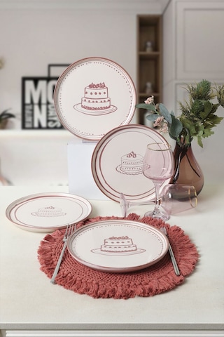 Keramika Pink Cake Nordic Pasta Tabağı 22 Cm 4 Adet 22965-66 Çok Renkli