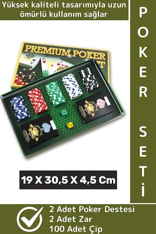 Luxery Texas Holdem Casino Blackjack 100 Poker Çipi 2 İskambil Kağıdı Premium Kutu Poker Oyunu Seti