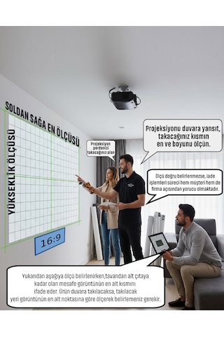 Gölge Stor Şarjlı En 240 Cm Boy 190 Cm Yeni Akıllı Kumaş Teknolojisi Işık Geçirmez Projeksiyon Perdesi