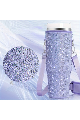 Teltree Stanley 40oz Termos Kılıfı - Ayarlanabilir Taşıma Askılı, Neopren Yalıtımlı Mor