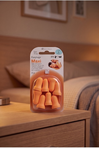 Swedsafe Maxi Kulak Tıkacı, 4 Çift, Yüksek Gürültü Azaltma, Ultra Yumuşak Köpük, Yüksek Konfor, İş, Seyahat Ve Uyku