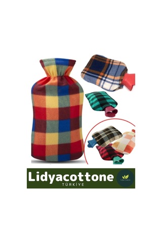 Premium Büyük Boy Kauçuk Yıkanabilir Polar Kılıflı Yumuşak Regl Kötü Hava Sıcak Su Torbası 2 Lt Çok Renkli