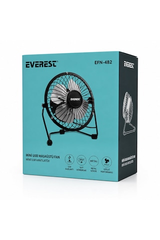 Usb Şarjlı - Metal Gövde 14.5x7.5x15cm Mini Masaüstü Fan - Vantilatör Efn-482 5517