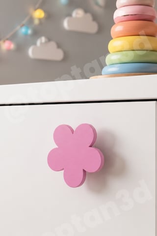 8 Adet - Pembe Çiçek Dolap Kulpu, Modern Mobilya Kulpu, Çiçek Kulp Kulp Vidası Dahildir - 5 Cm Sarı
