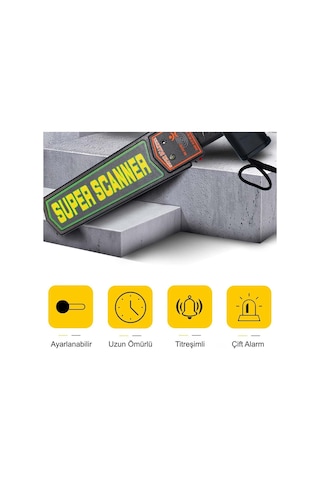 Super Scanner Md-3003b1 El Tipi Güvenlik Üst Arama Dedektörü 9v Pil Dahil