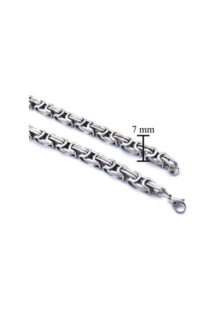 Ferizz 316l Çelik Kral Erkek Zincir Kolye Zn-281 Beyaz