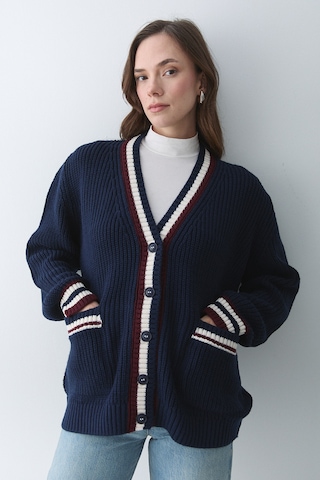 Lacivert - Bordo Renkli Cepli Hırka - 241143 Lacivert