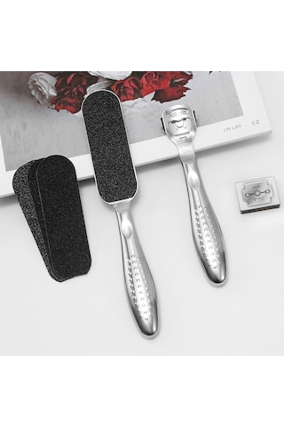 4 Parçalı Metal Ayak Bakım Seti Topuk Törpüsü Zımpara - Nasır Giderici Kazıyıcı
