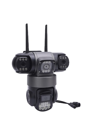 Profesyonel 6mp 4g Sım Ptz Kamera: Üçlü Lens, 360 Panoramik İzleme, 7/24 Kesintisiz Kayıt, Hareket Algılama Ve Sesli Alarm, Gece Görüş, Suya Dayanıklı