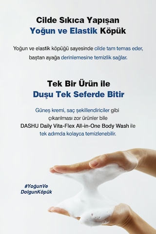 Saç, Yüz Ve Vücut İçin Hepsi Bir Arada Duş Jeli Dashu Daily Vita-flex All In One Body Wash 50ml Narenciye