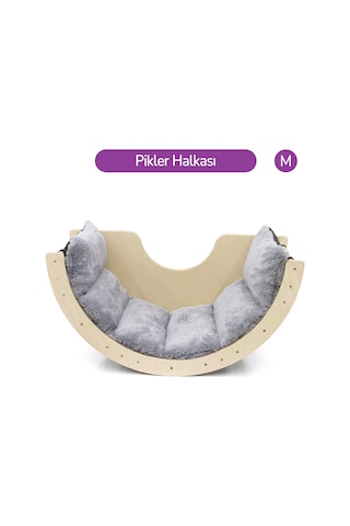 Rozitoys Doğal Ahşap Pikler Kemer, Çok Fonksiyonlu Montessori Salınma Ve Tırmanma Oyuncağı, 3 Boy Seçenekli Gri, Orta: 43 X 85 X 40 Cm