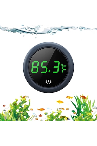 Springsun Akvaryum Isı Ölçer Siyah - Kablosuz Dokunmatik Led Ekranlı, Yüksek Hassasiyetli Fahrenheit Su Sıcaklığı Ölçümü