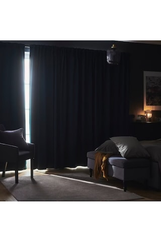 En 140 Cm.boy 250 Cm.blackout Karartma Fon Perde.siyah Renk Siyah