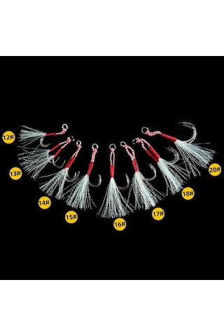 Novahub Parlak Tüylü Çelik Çift Kancalı Olta İğnesi - 10 Adet 20 - Balık Avı İçin Harika