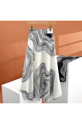 Zanzea Kadın Rahat Elastik Bel Yaz Baskılı Uzun Etekler Beyaz