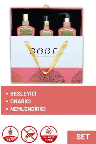 Bobel Keratin Onarıcı Saç Bakım Maskesi 330 ML + Saç Bakım Şampuanı 330 ML + Saç Kremi 200 ML