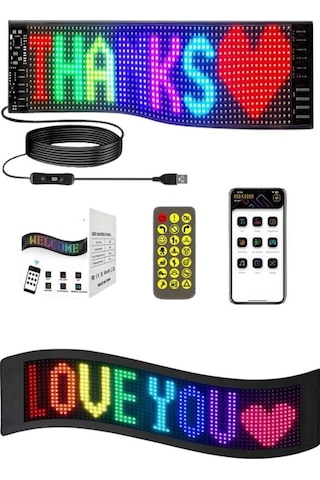 Matrix Led Cama Yapışan Telefon Kontrollü Panel Dijital Ekran Kumandalı Çok Renkli