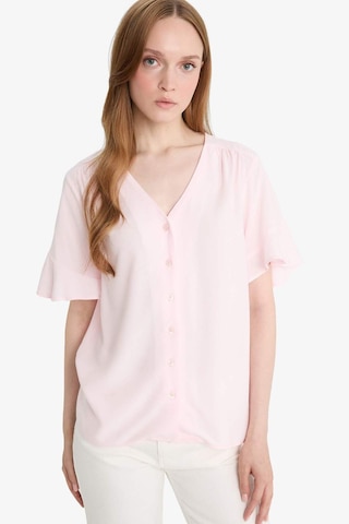 Defacto Regular Fit V Yaka Kısa Kollu Gömlek F6086ax25smpn436 Pembe