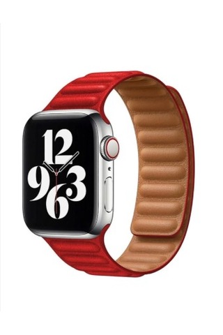 Premium Apple Uyumlu Watch Baklalı Deri Kordon 42-44-45mm Kırmızı