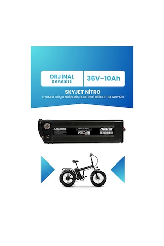 Skyjet Nitro Uyumlu 36v 10ah Güçlendirilmiş Elektrikli Bisiklet Bataryası Siyah