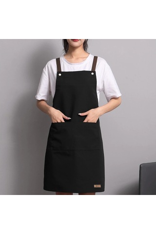 Ximistore9 Siyah Pvc Mutfak Apronu, Kollü Olmayan Büyük Cüzdanlı, Ayarlanabilir Kemerli, Su Geçirmez Restoran Chef Apronu